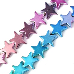 (52) Непрозрачная лаванда Нити синтетических немагнитных гематитовых бусин с градиентным цветным гальваническим покрытием, звезда, разноцветные, 9x8.5x2~2.5 мм, отверстие : 0.6 мм, около 60 шт / нитка, 15.94'' (40.5 см)