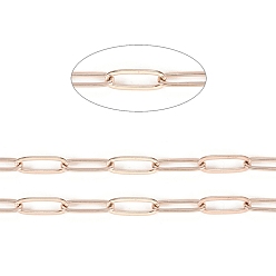 Rose Gold Ion Plating(IP) 304 Stainless Steel Paperclip Chains, Drawn Elongated Cable Chains, Soldered, with Spool, Rose Gold, 10x3.5x0.8mm, about 32.8 Feet(10m)/roll