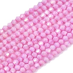 Violeta Hebras de cuentas de vidrio bicono galvanizadas, de piedras preciosas de imitación, color de ab chapado, facetados, teñido, violeta, 3x2.5 mm, agujero: 0.8 mm, sobre 139 unidades / cadena, 14.76'' (37.5 cm)