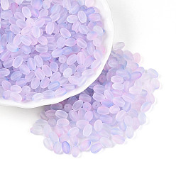 чертополох Бусины из матового стекла, два тона, круглое отверстие, овальные, чертополох, 6.5x4~4.5 мм, отверстие : 1~1.2 мм, Около 2586 шт / фунт