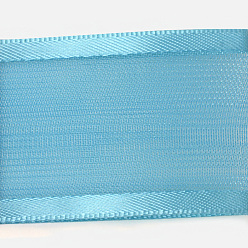Deep Sky Blue 100 Yards Polyester Organza Ribbon with Satin Edge, Deep Sky Blue, 3/8 inch(9mm)