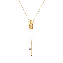 Цветок Ожерелья с подвесками из нержавеющей стали с кисточками для женщин, золотые, цветок, 15.75 дюйм (40 см)