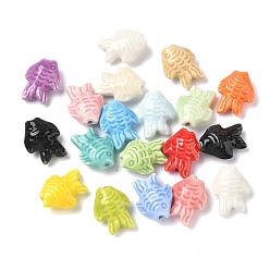 Fish Фарфоровые бусины ручной работы, яркие глазированный фарфор, рыба, 19x15x8.5 мм, отверстие : 1.8 мм