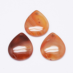 Красный Агат Подвески из натурального красного агата / сердолика, слеза, окрашенные, 30~34x24.5~25.5x5~6.5 мм, отверстие : 2 мм