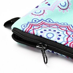 Light Blue Polyester Tarp Zip Cosmetic Pouches, Rectangle with Flower Pattern, Light Blue, 14.4x21.7x2.1cm