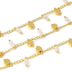 Белый Латунные плоские круглозвенные цепи, со стеклом, стойки покрытие, долговечный, без свинца и без кадмия, реальный 18 k позолоченный, пайки, с катушкой, белые, 3x2x0.5 мм и 8.5x5x2.5 мм и 9x3.7 мм