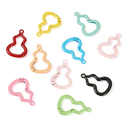 Mixed Color 10Pcs Spray Painted Spring Gate Rings, Gourd, Mixed Color, 36.1x24x4.1mm, Hole: 2.8mm
