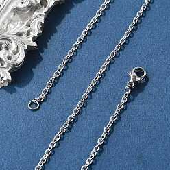Нержавеющая Сталь Цвет Не тускнеет 304 цепочка из нержавеющей стали для ожерелья, с карабин-лобстерами , цвет нержавеющей стали, 19.69 дюйм (50 см), 1.9x0.5 мм