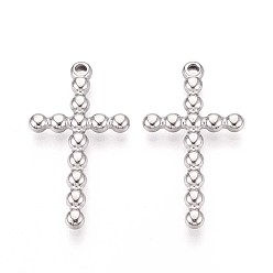 Нержавеющая Сталь Цвет 304 религиозные кресты из нержавеющей стали, не тускнеет, цвет нержавеющей стали, 33x18x3 мм, отверстие : 1.6 мм