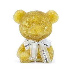 Citrine Resin Bear Display Decoration, with Natural Citrine Chips inside Statues for Home Office Decorations, 155x130x180mm