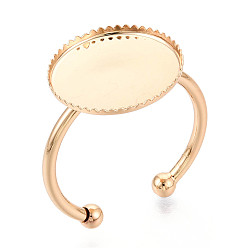 Плоский Круглый Латунные манжетные кольца, пустая рамка чашка накладка кольцо настройки, реальный 18 k позолоченный, плоско-круглые, лоток : 14 мм, 15 мм, регулируемый