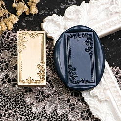 Золотой Recatangle цветочная рамка латунные головки штампов, для сургучной печати, изготовление свадебных приглашений, золотые, 28x14.8x13.5 мм, внутренний диаметр: 7.5 мм