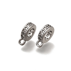 Платина Латунные поручни из прозрачного кубического циркония с микропаве, платина, 10x7.5x2.7 мм, отверстие : 1.2 мм