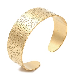 Plaqué 18K Or Véritable Placage ionique (ip) 304 bracelets à manchette large ouverte en acier inoxydable, bijoux pour femmes, réel 18 k plaqué or, diamètre intérieur: 2-1/4 pouce (5.8 cm)