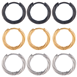 (52) Непрозрачная лаванда 18 шт. 3 цвета 303 серьги-кольца из нержавеющей стали для женщин, с 316 штифтами для сережек, разноцветные, 15~15.5x2.5 мм, 6 шт / цвет