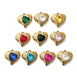 (52) Непрозрачная лаванда 304 подвески из нержавеющей стали, со стразами, реальный 18 k позолоченный, ионное покрытие (ip), сердце, разноцветные, 16.5x16.5x5.5 мм, отверстие : 1.8 мм