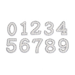 Number 10шт. нашивок из АБС-пластика с имитацией жемчуга, страз и тканевых цифр, кремово-белые, число, 46x19.5~34x5 мм