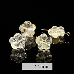 Цветок Натуральные бусины из лимонного кварца (нагретые)., резные бусины, цветок, 14 мм