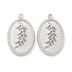 Нержавеющая Сталь Цвет Не тускнеющие 304 подвески из нержавеющей стали, овал с подвесками в виде листьев, цвет нержавеющей стали, 20.5x12.5x2 мм, отверстие : 1.6 мм
