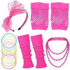 Темно-Розовый Аксессуары для костюмов на мальчишник, включая резинку, повязка на голову, бисера ожерелья, рукав для ноги, нарукавник, темно-розовыми, 150x130x14 мм
