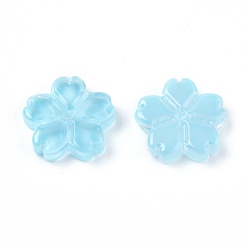 Синий Гальванические стеклянные бусины, цветок, синие, 11x2.7 мм, отверстие : 1 мм