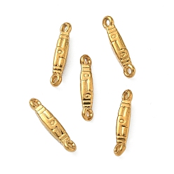 Настоящее золото 18K 304 подвески-соединители из текстурированной прямоугольной нержавеющей стали, ионное покрытие (ip), реальный 18 k позолоченный, 12x2.5x3 мм, отверстие : 0.8 мм