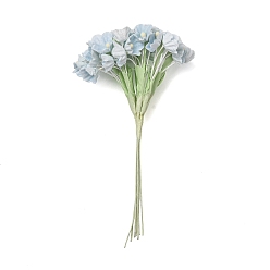 Sky Blue Cloth & Paper & Iron Artificial Mini Flower Bouquet for DIY Crafts, Floral Arrangements, Sky Blue, 55~67x35~40mm