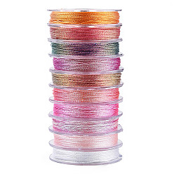 Hot pink 10 Rollen 3lagige metallische Polyesterfäden, Runde, zum Sticken und zur Schmuckherstellung, hot pink, 0.3 mm, ca. 24 Yards (22 m)/Rolle, 10 Rollen / Gruppe