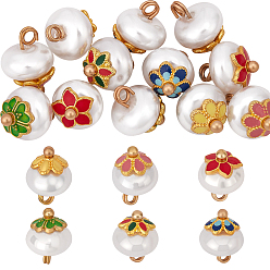 Mixed Color 24Pcs 6 Colors 1-Hole Alloy Resin Buttons, Round, Mixed Color, 12x9.5mm, 4pcs/color