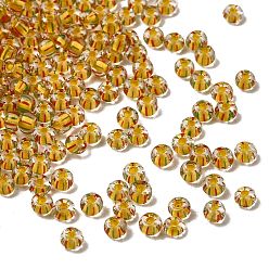 Золотистый Прозрачные полосатые стеклянные бусины, круглые, золотые, 3.5~4x2~2.5 мм, отверстие : 0.9~1 мм, около 140~160 шт / упаковка