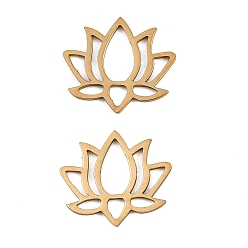 Настоящее золото 18K 304 нержавеющей стали кабошонов, лазерная резка, ионное покрытие (ip), лотос, реальный 18 k позолоченный, 15x17x1 мм