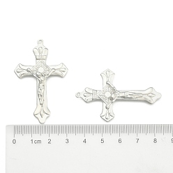 Platinum Alloy Crucifix Cross Pendants, for Easter, Platinum, 50x31x6mm, Hole: 1mm
