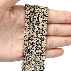 Далматинских Джаспер Природные яшмы далматин бисер нитей, сердце, 6x6x2 мм, отверстие : 0.7 мм, около 65~72 шт / нитка, 13.39'' (34 см) ~ 15.35'' (39 см)