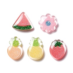 Mixed Color Resin Cabochons, Fruits, Mixed Color, 19.5~25x16.5~23x6.5mm