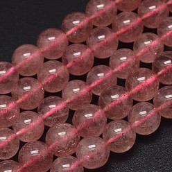Strawberry Quartz Round Natural Strawberry Quartz Beads Strands, Grade AB+, 8mm, Hole: 1mm, about 51pcs/strand, 15.7 inch