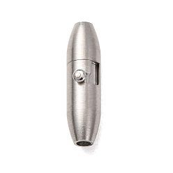 Stainless Steel Color 304 Stainless Steel Locking Tube Magnetic Clasps, Oval, Stainless Steel Color, 18.5x6x5mm, Hole: 2mm