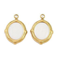 Плоский Круглый 304 нержавеющей стальной эмали подвески, ионное покрытие, золотые, плоско-круглые, 19x14.5x2.5 мм, отверстие : 1.8 мм