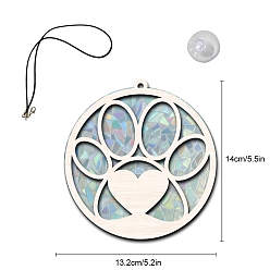 Paw Print Из дерева с ловцами солнца из ПВХ, с черным ремешком и присоской, отпечаток лапы, 140x132 мм