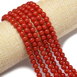 (123L) Белый крем непрозрачный блеск Натуральный Malaysia нефритовые бусы пряди, окрашенная и подогревом, круглые, огнеупорный кирпич, 6 мм, отверстие : 0.9~1 мм, около 60~62 шт / нитка, 15.08''~15.16'' (38.3~38.5 см)