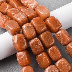 Красный Авантюрин Натуральный красный авантюрин бисер нитей, кубоид, 15~20x12~16x11~14 мм, отверстие : 1.2 мм, около 22~23 шт / нитка, 15.59~16.02'' (39.6~40.7 см)