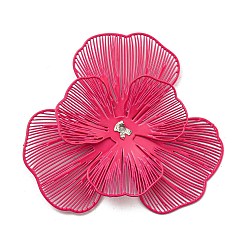 Фуксиновый Напечатанный методом распыления 430 колпачки бортов из нержавеющей стали, цветок, красно-фиолетовые, 45x48x5~7 мм, отверстие : 0.9 мм