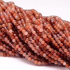 Другие Кварцы Натуральный красный кварцевые нити бисера, круглые, 4 мм, отверстие : 1 мм, около 95 шт / нитка, 15.7 дюйм