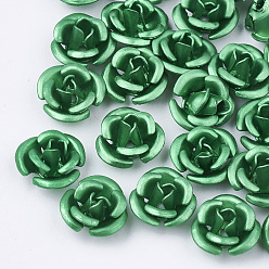 Средний Морско-зеленый Алюминия бисера, матовые, долговечный, 3-лепестков цветка, средний морской зеленый, 8~8.5x5 мм, отверстие : 1 мм