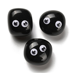 Обсидиан Натуральные обсидианные декорации, смолой глаза, для домашнего офиса настольный орнамент фэн-шуй, самородки, 14~24x26.5~31.5x16~24.5 мм