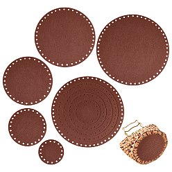 Coffee 10 Pcs 5 Style Flat Round Felt Fabric, for DIY Crafts Sewing Accessories, Coffee, 10~30x0.3cm, Hole: 6mm, 5pcs/set, 2 sets