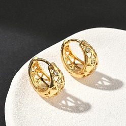 Настоящее золото 18K Серьги-кольца из полых треугольных латунных кристаллов с микропаве из прозрачных кубических цирконий, стойки покрытие, долговечный, без кадмия и без свинца, реальный 18 k позолоченный, 16x17.5x9 мм