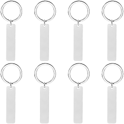 Нержавеющая Сталь Цвет 8 шт. брелоки из нержавеющей стали, пустой прямоугольник, цвет нержавеющей стали, 80 мм