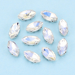 Хрусталь AB Пришить бусины монте из стразов, с настройками латуни, аксессуары для одежды, лошадиный глаз , хрусталь AB, 12x6x4.5~5 мм, отверстие : 0.9 мм, около 2000 шт / упаковка