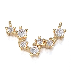 Рыбы Кулоны из латуни с прозрачным фианитом, долговечный, реальный 18 k позолоченный, созвездий, прозрачные, Рыбы, 9.5x15x2.5 мм, отверстие : 0.7 мм