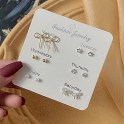 Платиновый & Золотой 6 пары антикоррозийных изысканных комплектов серег-гвоздиков из сплава с латунной булавкой для девушек и женщин, разнообразные, платиной и золотом, Размер упаковки: 75x75 mm